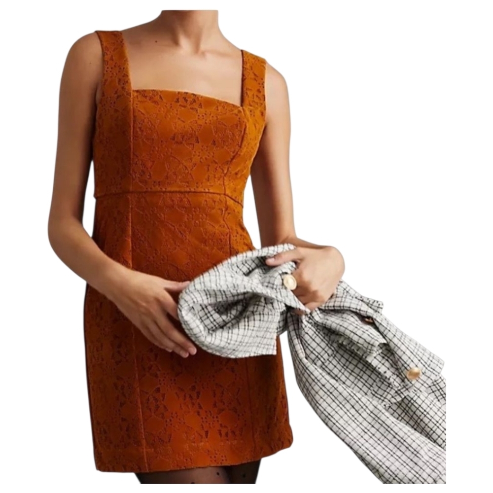 NWT Anthropologie Maeve Faux Suede Shift Dress Size 2 Copper Brown MSRP $170 - Picture 13 of 13